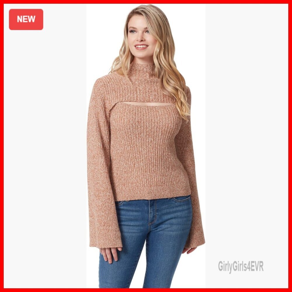 Cut Out Sweater Pullover with Wide Kimono Sleeves Ribbed Hip Length